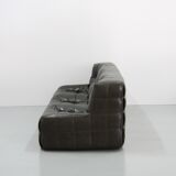 Ensemble de salon vintage en cuir olive foncé kashima par Michel Ducaroy pour Ligne Roset