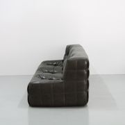 Living room sets vintage dark olive leather kashima by Michel Ducaroy for Ligne Roset