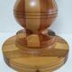 Lampe en bois tourné et incrustation de bois vintage