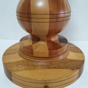 Turned wooden lamp and vintage wood inlay