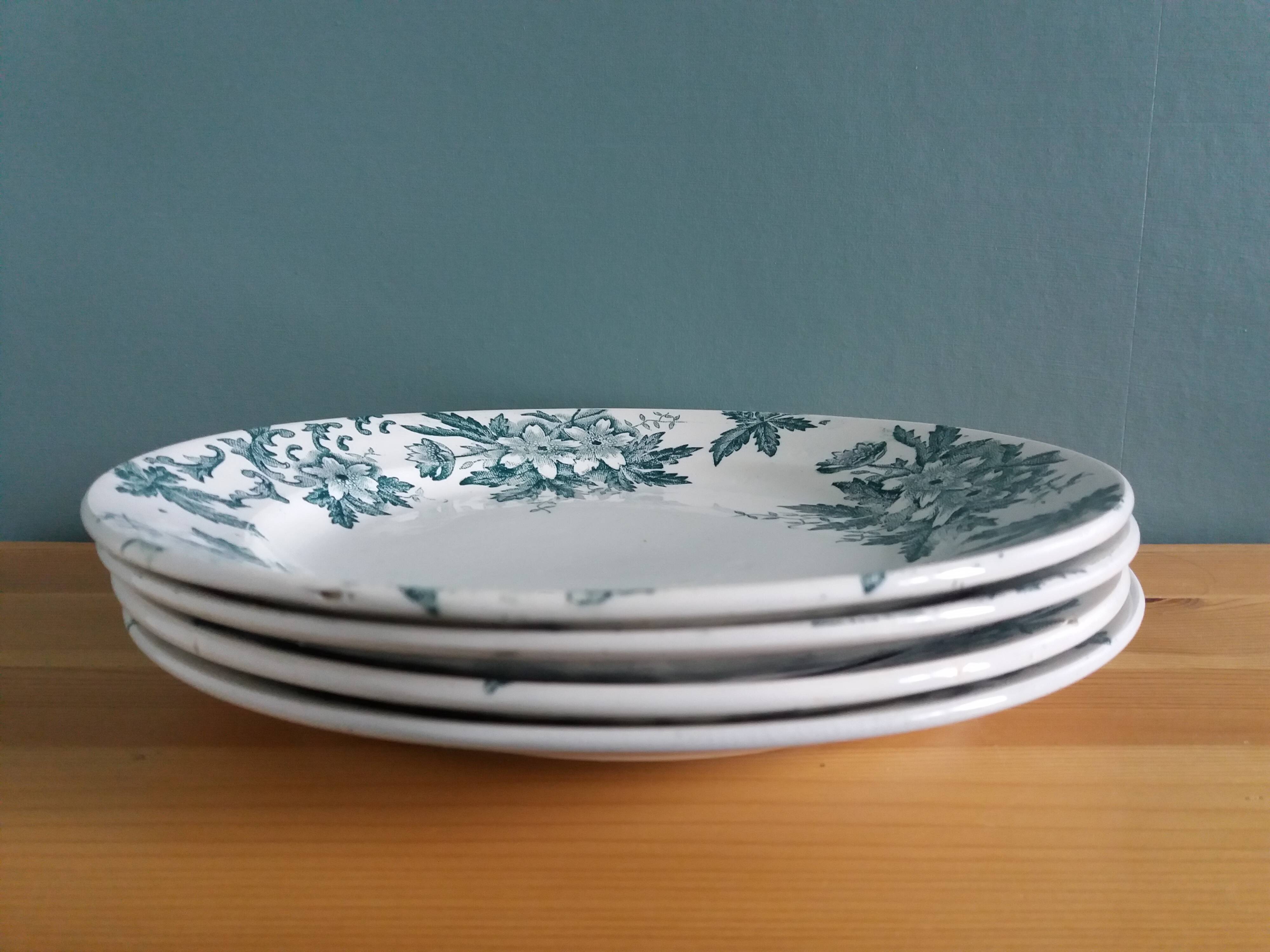 Assiettes Terre de fer Saint Amand décor Anémone