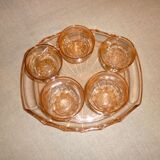 Rosé tray set and 5 art deco glasses