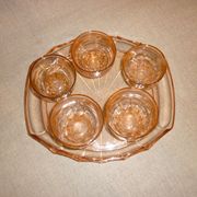 Rosé tray set and 5 art deco glasses