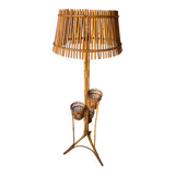50s rattan plant stand floor lamp