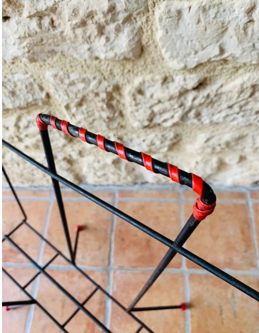 Vintage black metal magazine holder, circa 50's