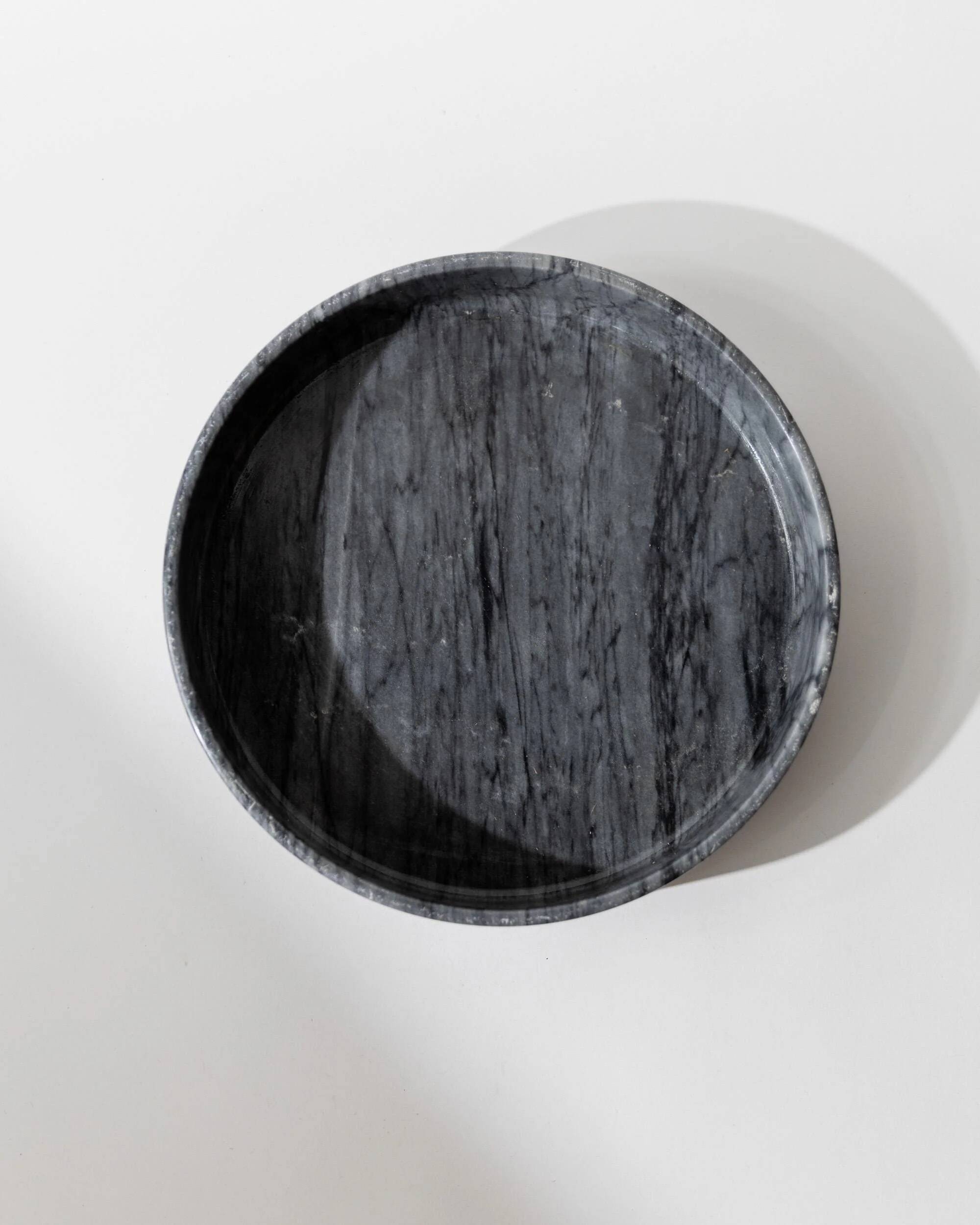 Large vintage marble bowl from the 1970s, dark grey.