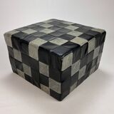Vintage leather patchwork pouf, 1980s