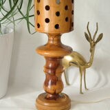 Lampe design vintage en bois d'olivier
