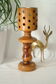Vintage design lamp made of olive wood