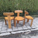 3chairs in pine by Antti Nurmesniemi