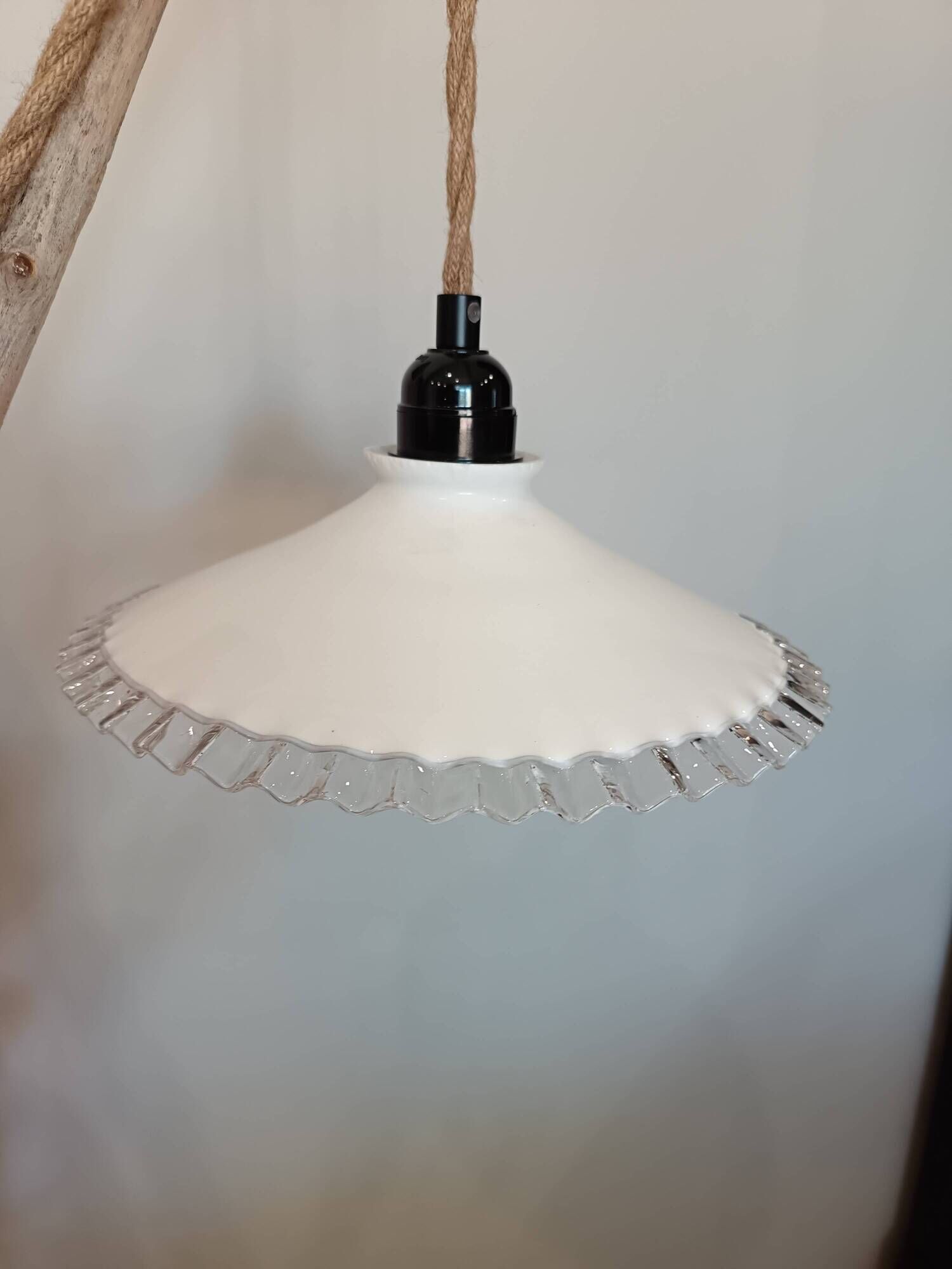 Lampe baladeuse vintage en verre Blanc