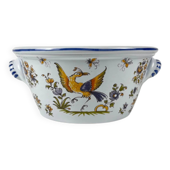 Large hand-painted earthenware salad bowl, signed "Mousiters", 20th century.