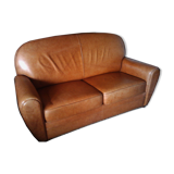 Club sofa in light brown cowhide leather