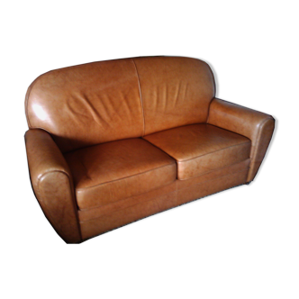Club sofa in light brown cowhide leather