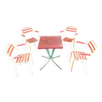 Salon de jardin métal / table bistrot et fauteuil