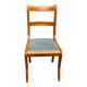 Chaise de bureau bois massif blond et tissu bleu Louis Philippe