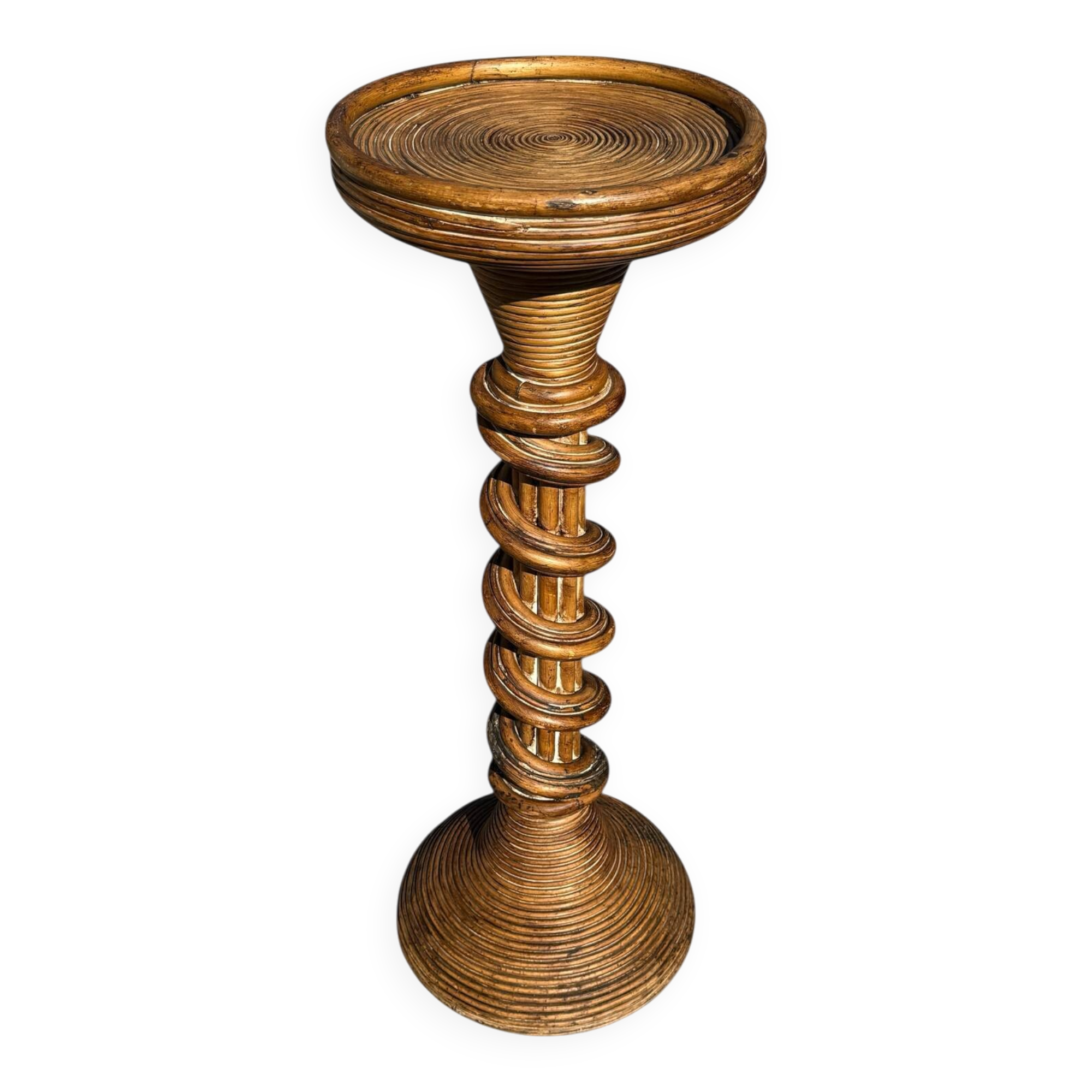 Twisted Rattan Column from the 60s Italy
