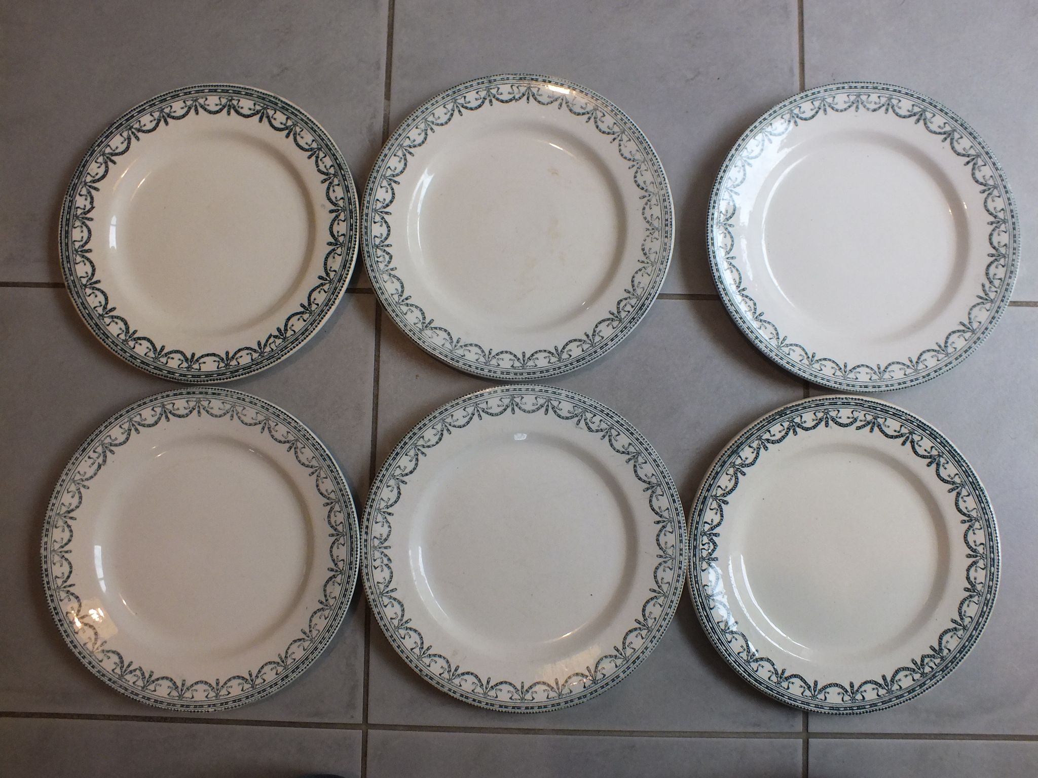 Set 6 flat plates in Iron Earth Salins Garland Louis XVI - Lot 9
