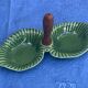 Vintage glazed ceramic barbotine artichoke shaped salt cellars