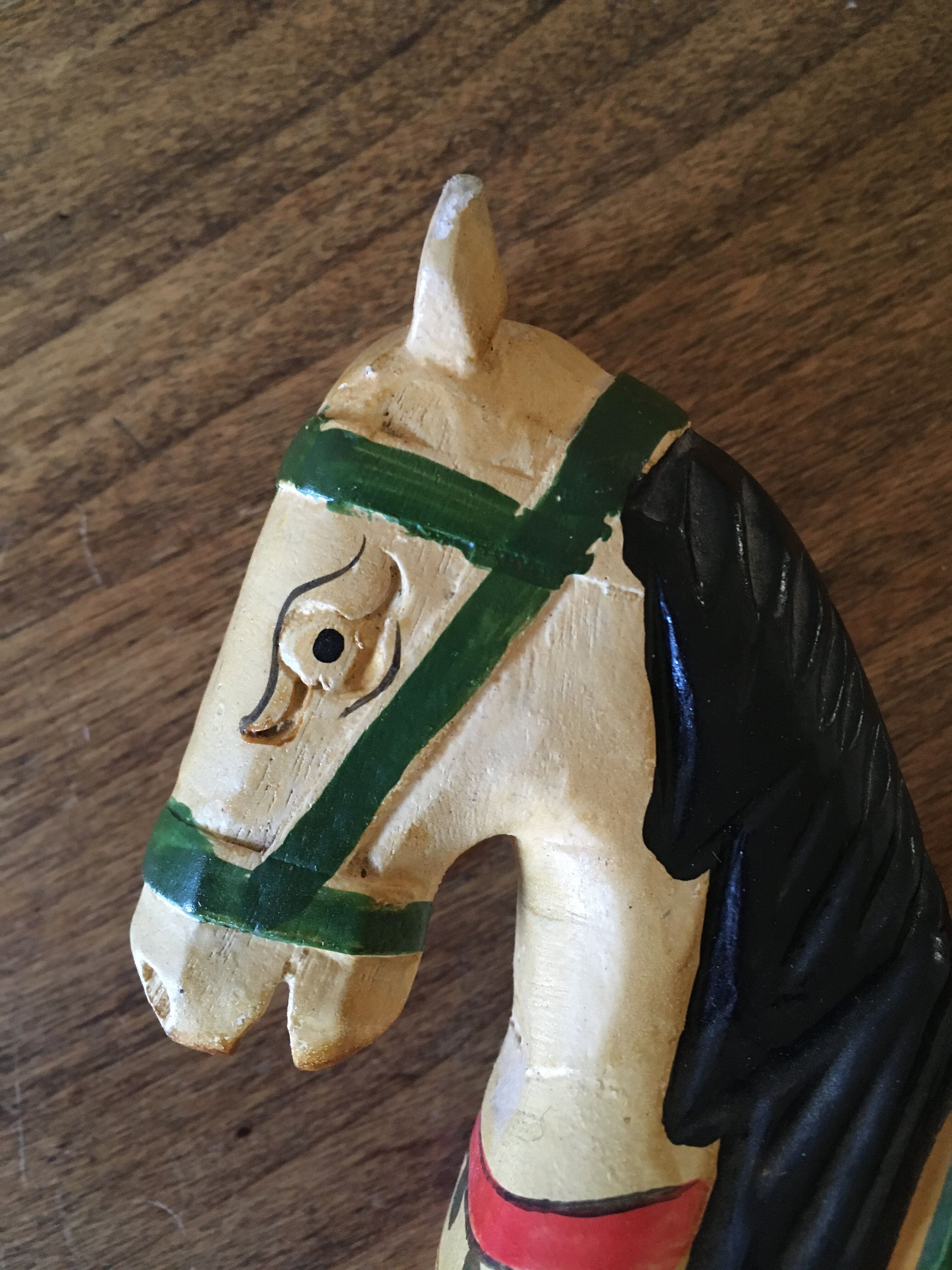 Wooden rocking horse, decorative, artisanal