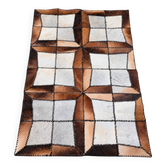 Lace-up cowhide patchwork rug / 1980s