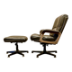 Fauteuil et ottoman en cuir, 1960