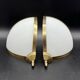 Pair of corner sconces in golden brass and matt opaline