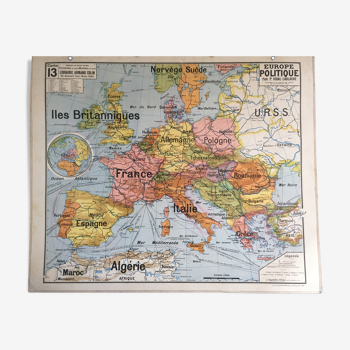 Carte scolaire Vidal-Lablache - Europe politique