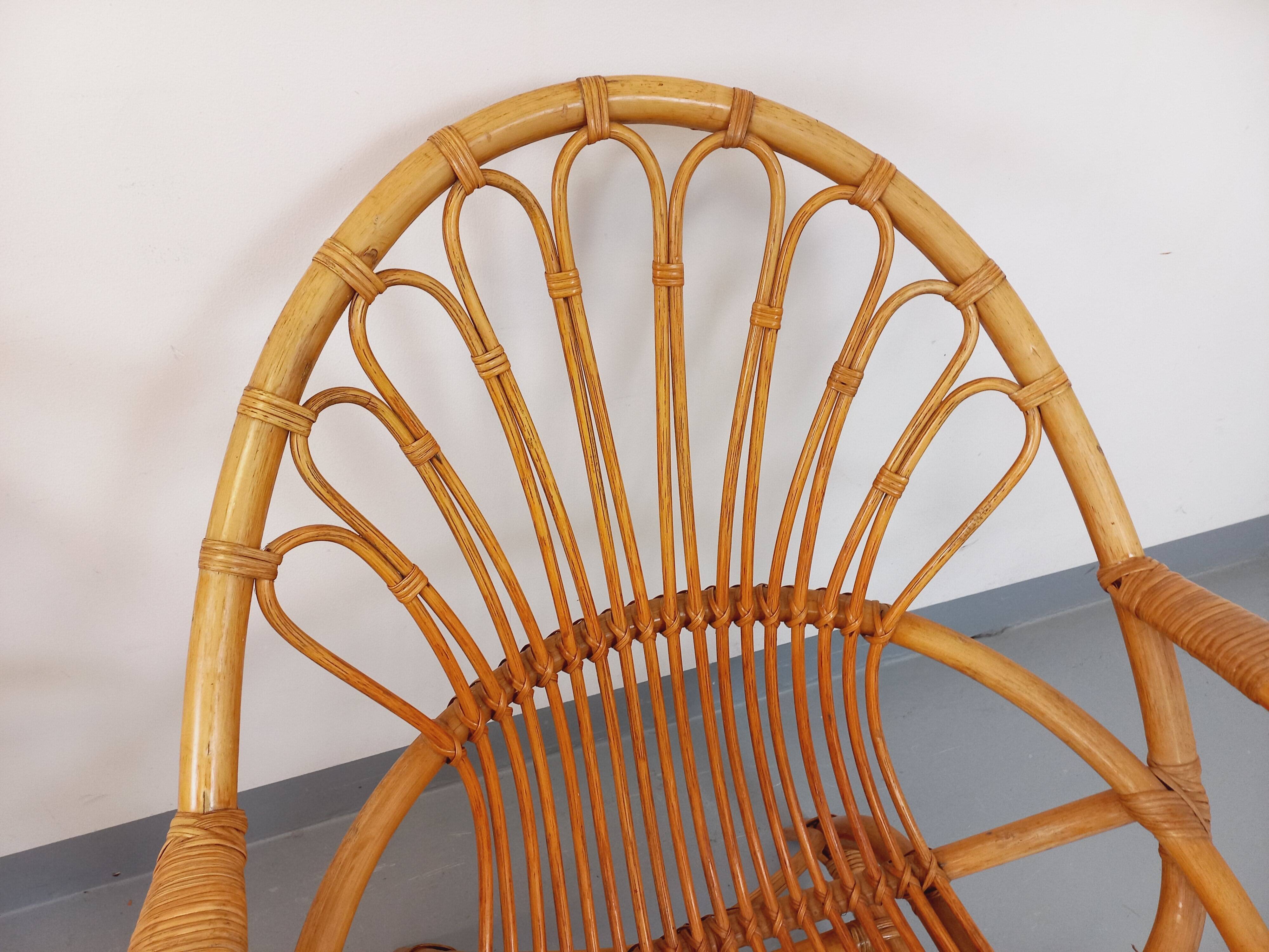 Pair of vintage rattan armchairs from the 60s