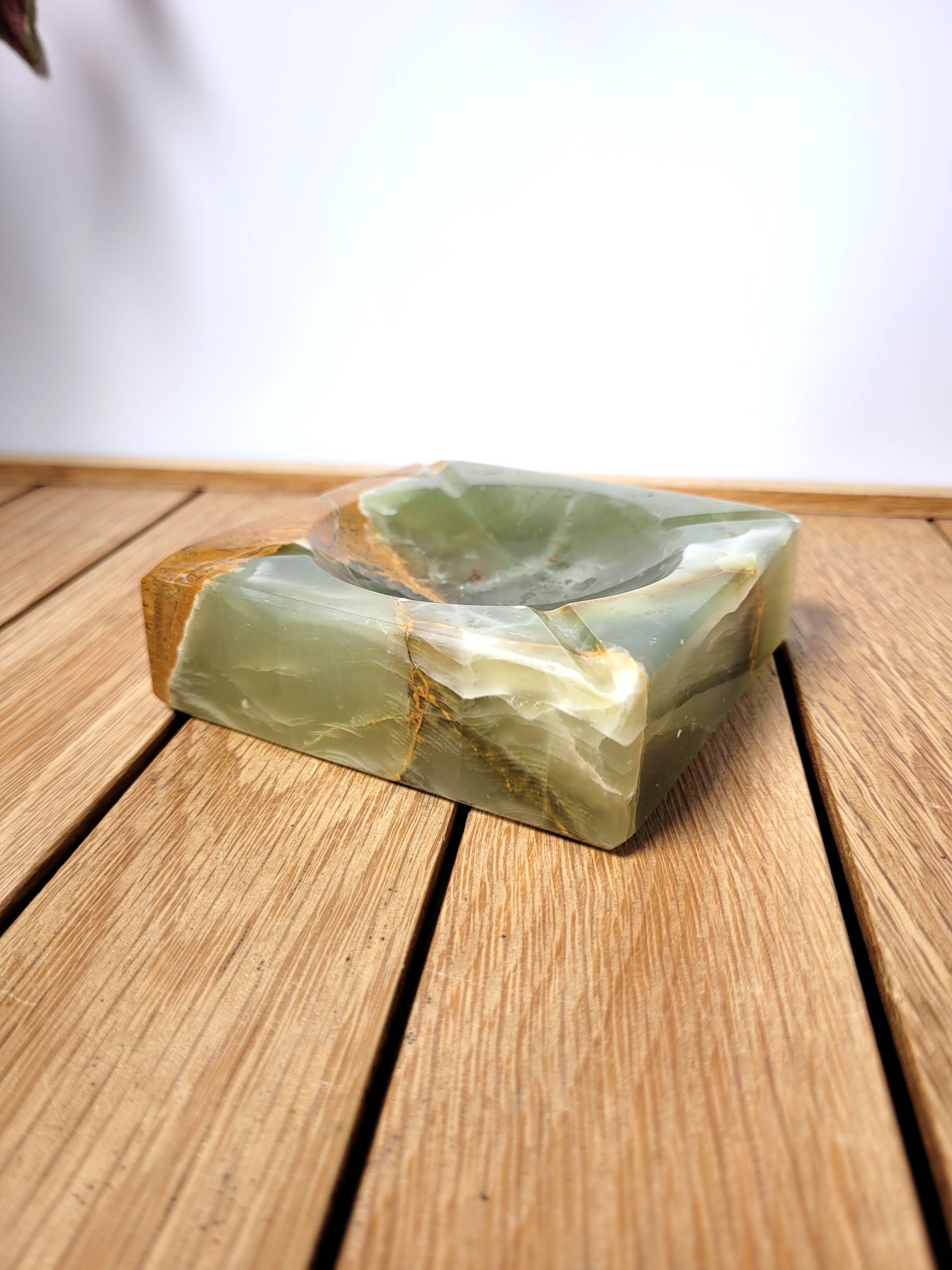 Marbled onyx stone ashtray
