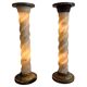 Pair of twisted column floor lamps in alabaster and marble, 1960