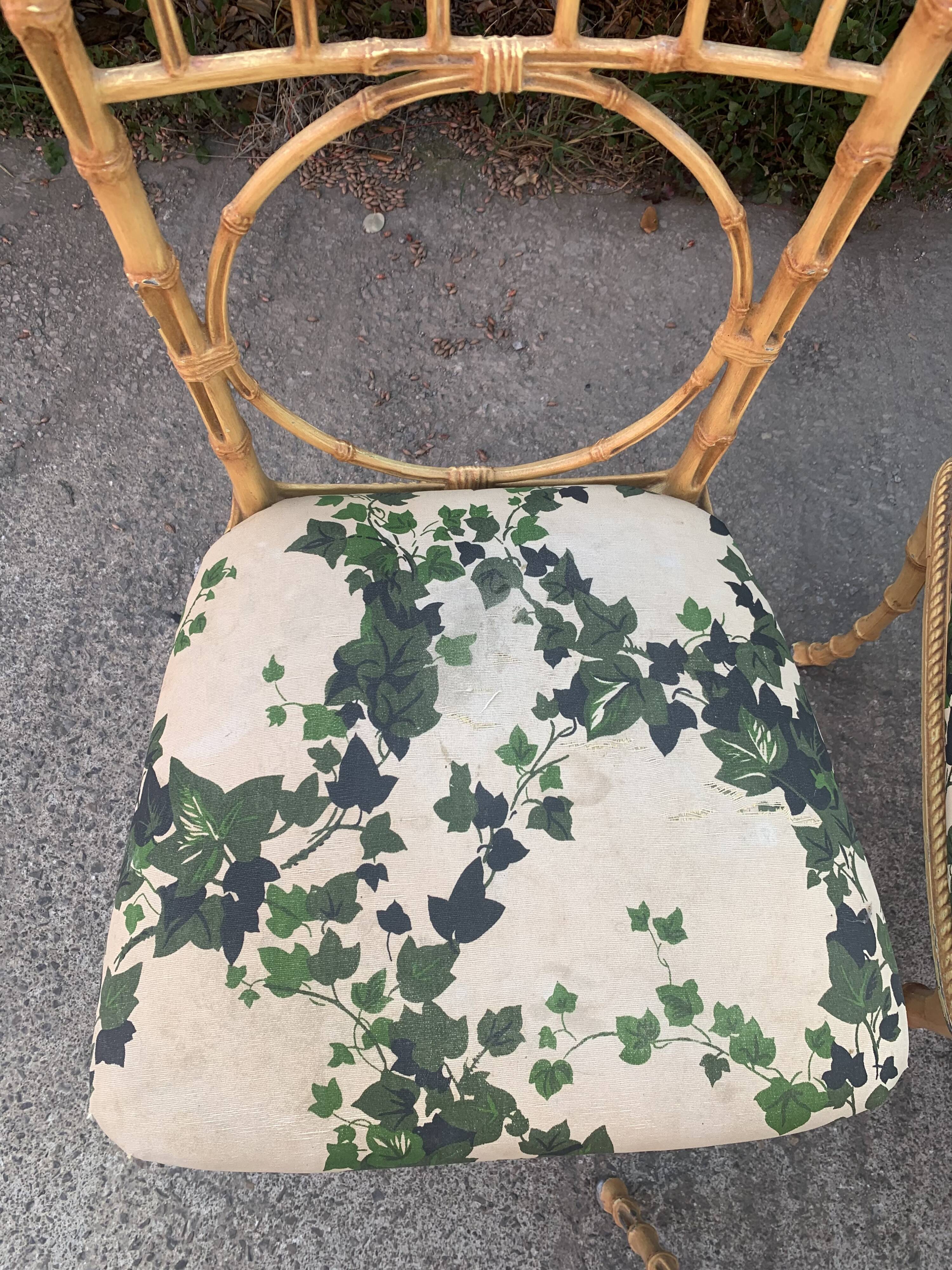 Vintage wrought iron bamboo chairs