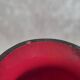 Vintage red glass vase – hand-painted floral decoration – signed Ar