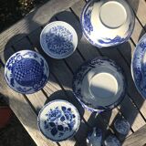 Lot de vaisselle en blanc-bleu