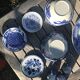 Lot of crockery in white-blue