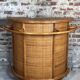 Bar and its 3 vintage stools in rattan and bamboo 1960'S