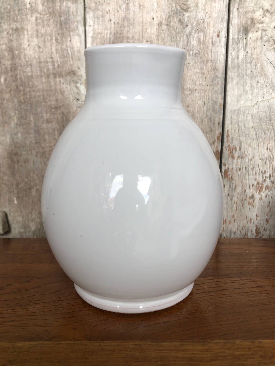 Old Nicola FASANO White Enameled Terracotta Pitcher Italy Vintage #A763