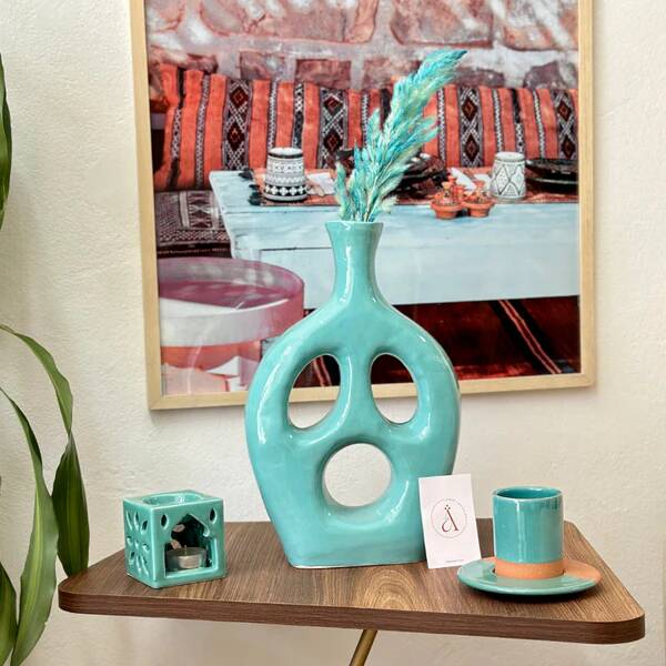 Turquoise Tamunt handcrafted vase
