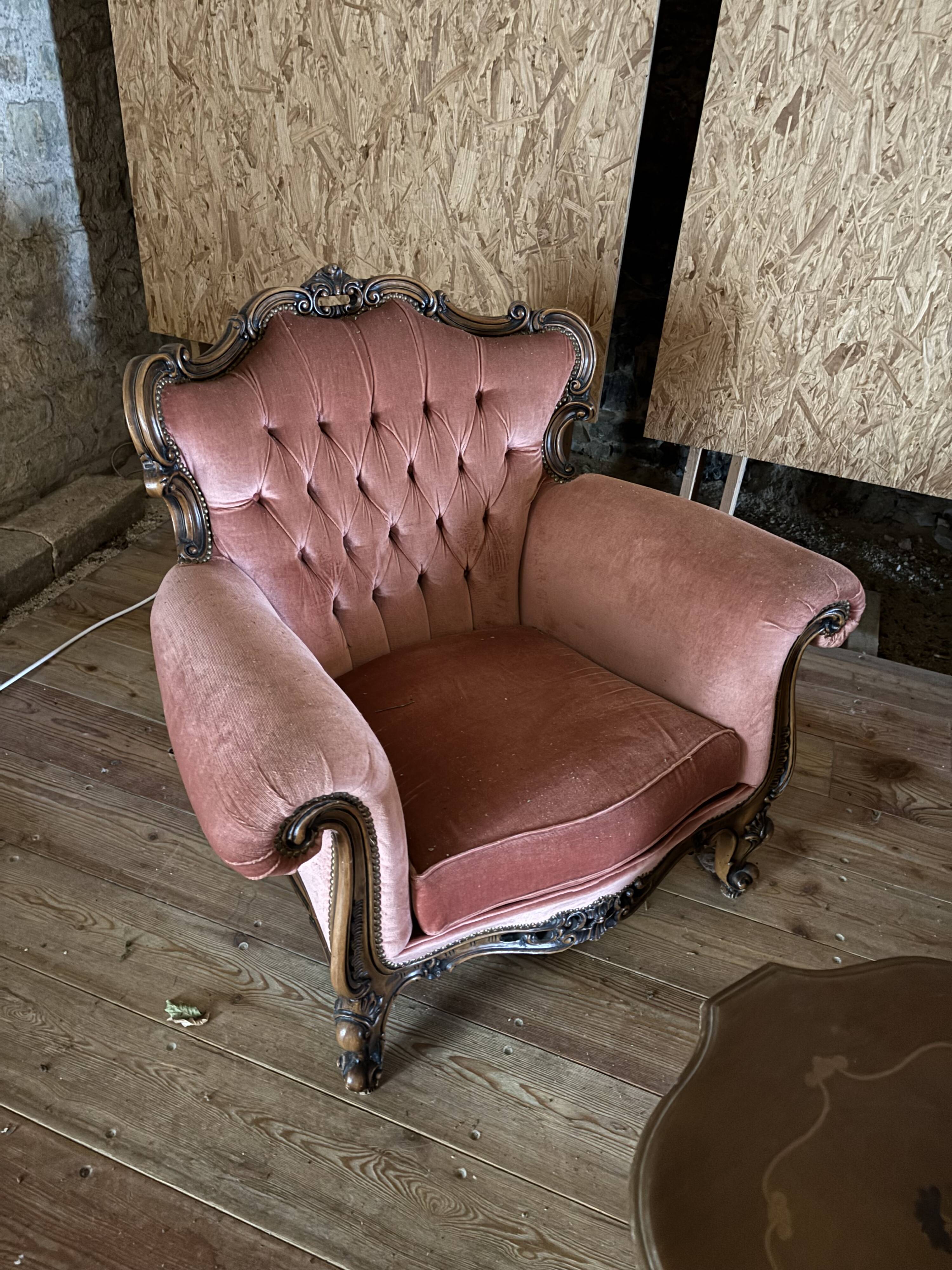 Salon style Napoléon III velours rose