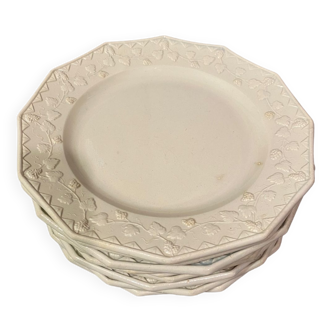 Set of 10 longwy white dessert plates