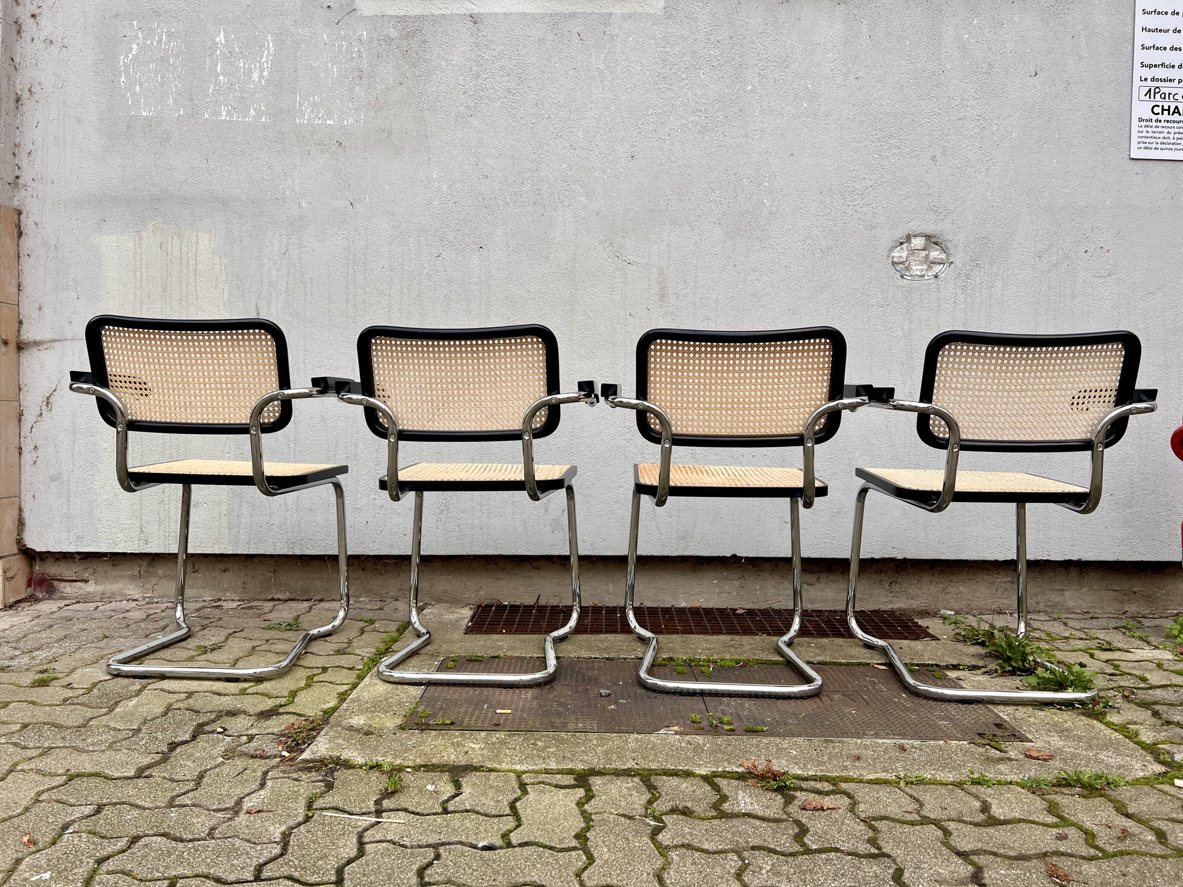 Set of 4 Marcel Breuer style armchair chairs