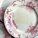 6 Boulenger & Cie flat plates in ecru and pink enamelled ironstone,
