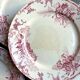 6 Boulenger & Cie flat plates in ecru and pink enamelled ironstone,