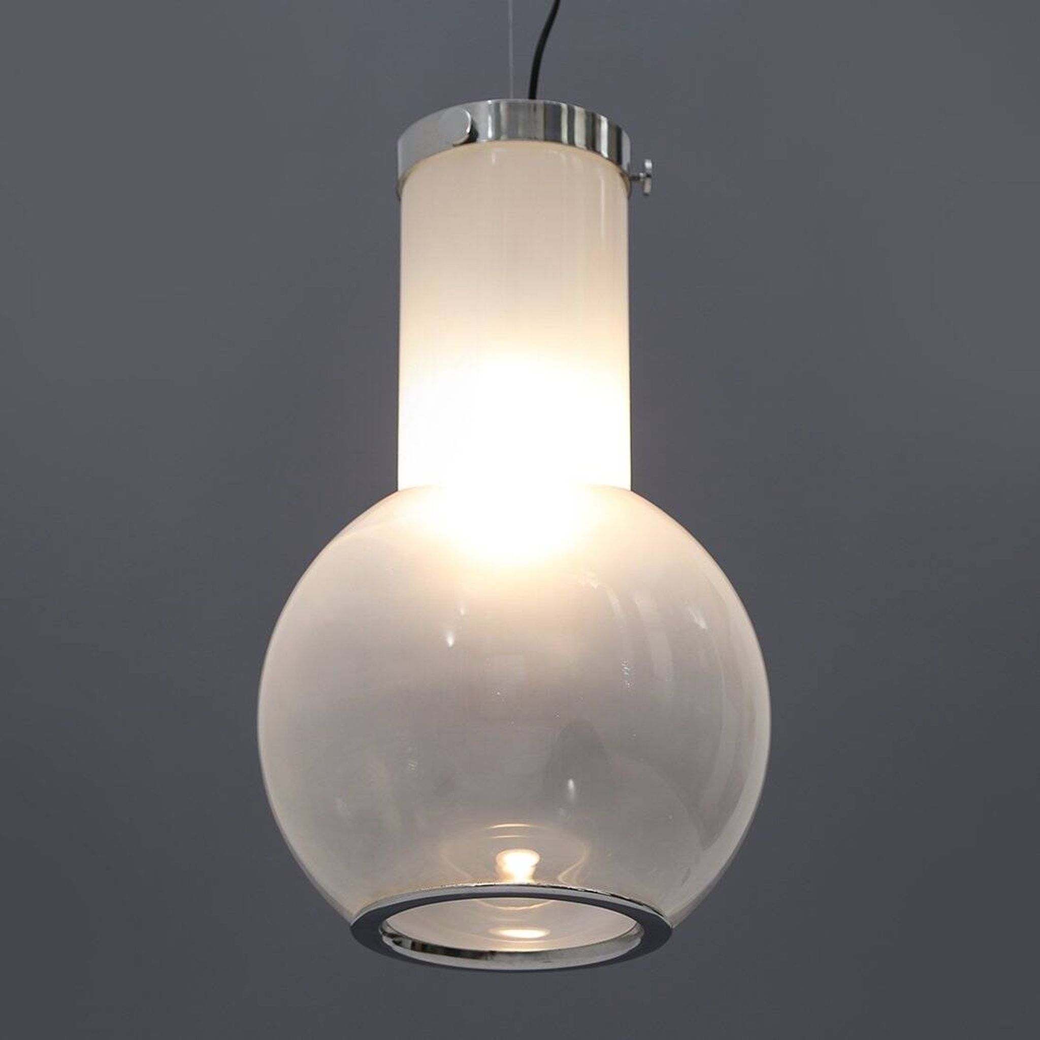 Glass and chrome metal ceiling light, 1970s
