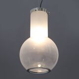 Glass and chrome metal ceiling light, 1970s