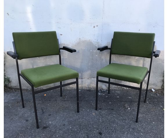 Series of 4 armchairs - modern - vintage - feet metal - 1960