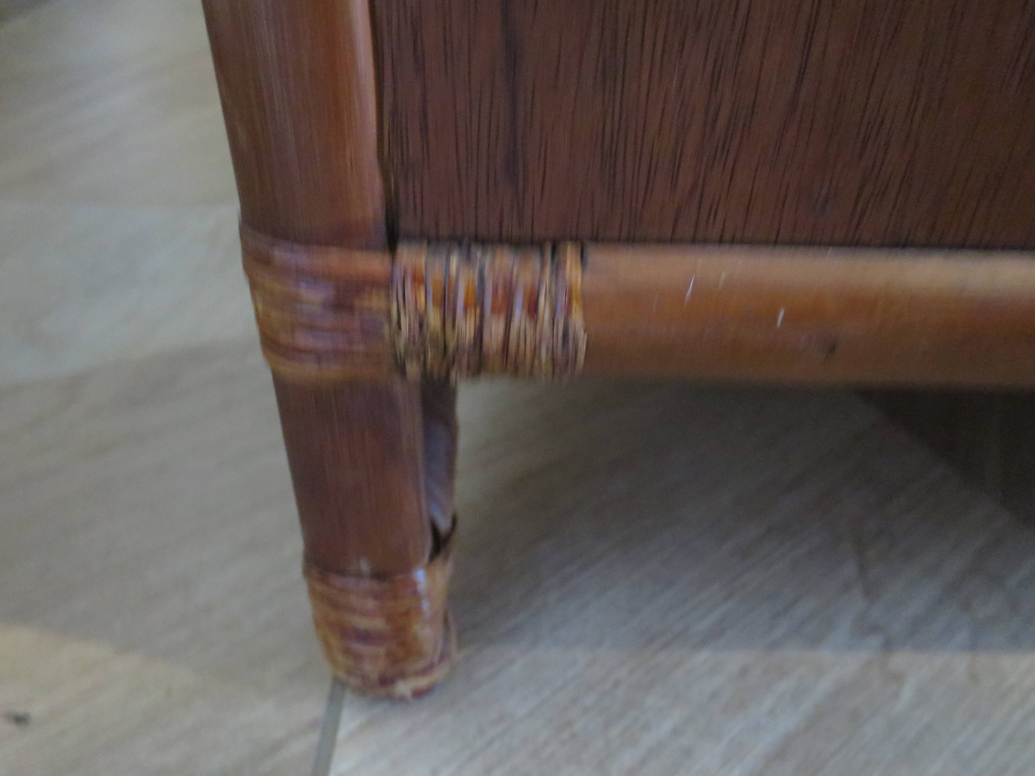 Vintage dressing table/chest - woven rattan - 5 drawers - mirror - 1960s/70s