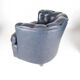 Suite of 3 small armchairs in midnight blue leather with castors