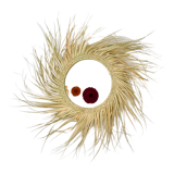 Round straw mirror with fringe, 80cm