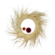 Round straw mirror with fringe, 80cm